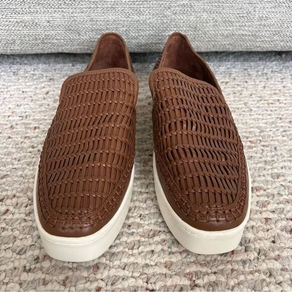 VINCE Stafford Womens Woven Leather Platform Slip On Sneakers - Picture 6 of 15
